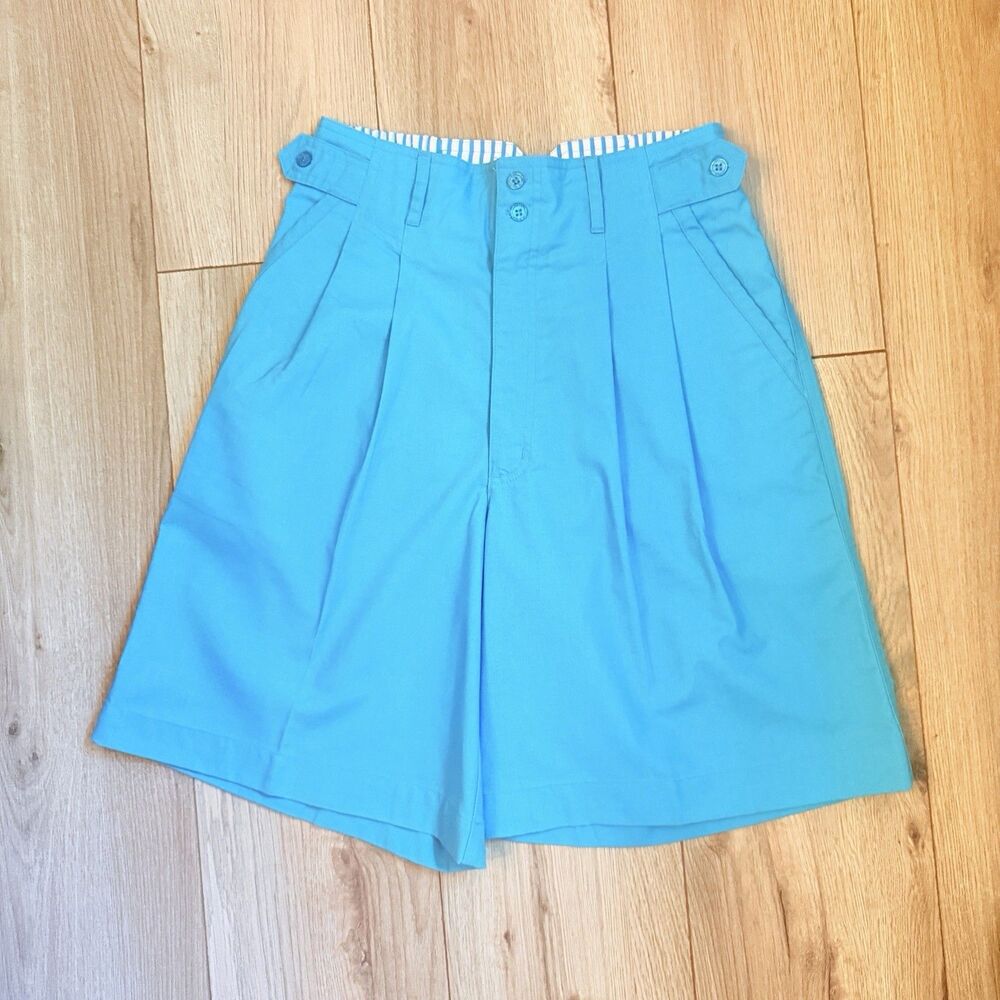 Vintage 90s High Waist Pleated Mom Shorts Blue 26" Waist American Weekend